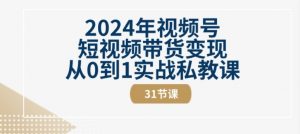 2024年视频号短视频带货变现从0到1实战私教课(31节视频课)-如意资源库