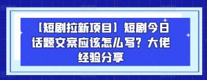 【短剧拉新项目】短剧今日话题文案应该怎么写？大佬经验分享-如意资源库