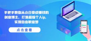 手把手教你从小白变成赚钱的创业博主，打造超级个人ip，实现自由职业梦-如意资源库