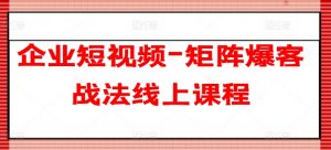 企业短视频-矩阵爆客战法线上课程-如意资源库