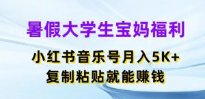 暑假大学生宝妈福利，小红书音乐号月入5000+，复制粘贴就能赚钱【揭秘】-如意资源库