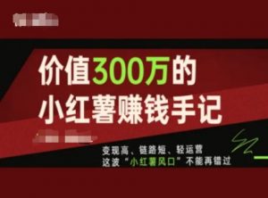 价值300万的小红书赚钱手记，变现高、链路短、轻运营，这波“小红薯风口”不能再错过-如意资源库