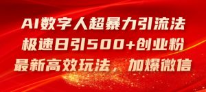 AI数字人超暴力引流法，极速日引500+创业粉，最新高效玩法，加爆微信【揭秘】-如意资源库