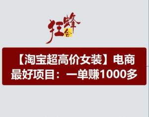 淘宝超高价女装项目，电商最好赛道，一单赚1000多-如意资源库