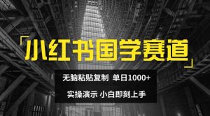 小红书国学赛道，无脑粘贴复制，单日1K，实操演示，小白即刻上手【揭秘】-如意资源库