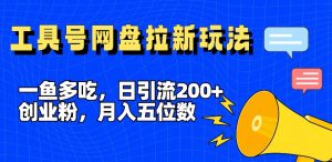 一鱼多吃，日引流200+创业粉，全平台工具号，网盘拉新新玩法月入5位数【揭秘】-如意资源库