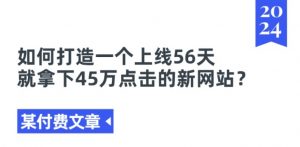某付费文章《如何打造一个上线56天就拿下45万点击的新网站?》-如意资源库