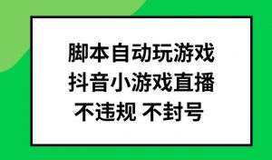 脚本自动玩游戏，抖音小游戏直播，不违规不封号可批量做【揭秘】-如意资源库