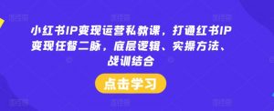 小红书IP变现运营私教课,打通红书IP变现任督二脉,底层逻辑、实操方法、战训结合-如意资源库