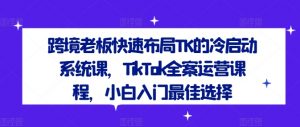 跨境老板快速布局TK的冷启动系统课,TikTok全案运营课程,小白入门最佳选择-如意资源库