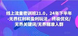 线上流量密训班21.0,24年下半年-无界红利和盈利玩法,终极优化/无界关键词/无界精准人群-如意资源库