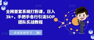 全网首套系统打粉课,日入3k+,手把手各行引流SOP团队实战教程-如意资源库