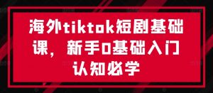 海外tiktok短剧基础课，新手0基础入门认知必学-如意资源库