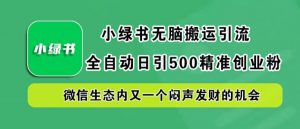 小绿书无脑搬运引流，全自动日引500精准创业粉，微信生态内又一个闷声发财的机会【揭秘】-如意资源库