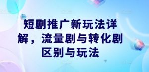 短剧推广新玩法详解,流量剧与转化剧区别与玩法-如意资源库
