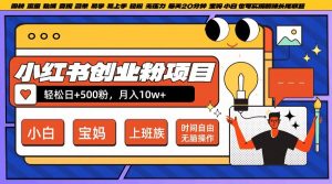 小红书创业粉项目日+500粉，每天20分钟躺赚长尾收益，无脑操作，宝妈，小白抓紧冲【揭秘】-如意资源库