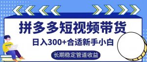 拼多多短视频带货日入300+有长期稳定被动收益，合适新手小白【揭秘】-如意资源库
