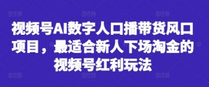 视频号AI数字人口播带货风口项目,最适合新人下场淘金的视频号红利玩法-如意资源库