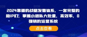 2024靠谱的战略发售体系，一套完整的助IP们，掌握小团队大批量，高效率，0 强销的运营系统-如意资源库