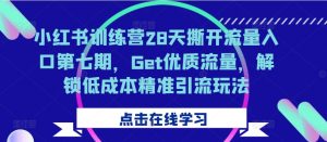 小红书训练营28天撕开流量入口第七期,Get优质流量,解锁低成本精准引流玩法-如意资源库