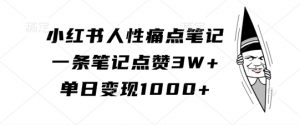 小红书人性痛点笔记,一条笔记点赞3W+,单日变现1k-如意资源库