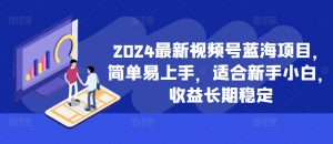 2024最新视频号蓝海项目,简单易上手,适合新手小白,收益长期稳定-如意资源库