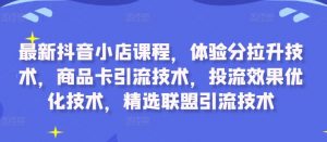 最新抖音小店课程，体验分拉升技术，商品卡引流技术，投流效果优化技术，精选联盟引流技术-如意资源库