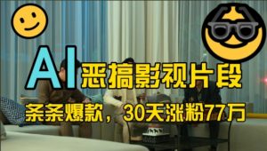 蓝海赛道，AI恶搞影视片段，条条爆款，30天涨粉77万，全流程拆解【揭秘】-如意资源库