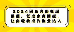 2024闲鱼内部变现课程,低成本高回报,让你轻松成为副业达人-如意资源库