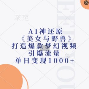 AI神还原《美女与野兽》，打造爆款梦幻视频，引爆流量，单日变现1k-如意资源库