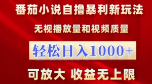 番茄小说自撸暴利新玩法，无视播放量，轻松日入1k，可放大，收益无上限【揭秘】-如意资源库