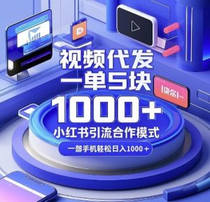 视频代发，一单5块，小红书引流合作模式，一部手机轻松日入多张【揭秘】-如意资源库