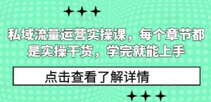 私域流量运营实操课,每个章节都是实操干货,学完就能上手-如意资源库