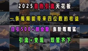 2025自热引流天花板,一条视频能带来四位数的收益,引流+变现双管齐下,日引500+创业粉,涨粉嘎嘎猛-如意资源库