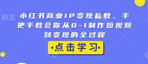 小红书商业IP变现私教,手把手教会你从0-1制作短视频到变现的全过程-如意资源库