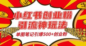 小红书创业粉引流神玩法,单图笔记引爆500+精准创业粉丝,私信狂潮接连不断-如意资源库