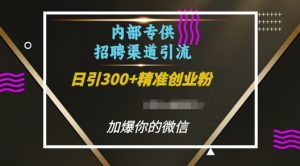 内部招聘渠道日引流300+创业粉,加爆你的微信【揭秘】-如意资源库