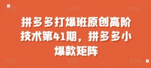 拼多多打爆班原创高阶技术第41期,拼多多小爆款矩阵-如意资源库