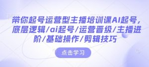 带你起号运营型主播培训课AI起号,底层逻辑/ai起号/运营晋级/主播进阶/基础操作/剪辑技巧-如意资源库