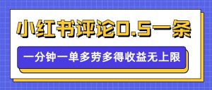 小红书留言评论，0.5元1条，一分钟一单，多劳多得，收益无上限-如意资源库