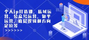 个人ip打造课，私域运营，公众号运营，知乎运营，底层逻辑和方向定位等-如意资源库