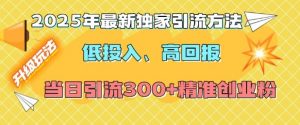 2025年最新独家引流方法,低投入高回报?当日引流300+精准创业粉-如意资源库
