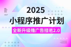 2025小程序推广计划,撸广告挂JI3.0玩法,日均5张【揭秘】-如意资源库