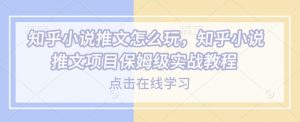 知乎小说推文怎么玩,知乎小说推文项目保姆级实战教程-如意资源库