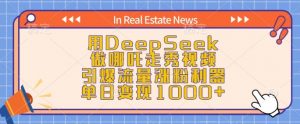 用DeepSeek做哪吒走秀视频,引爆流量涨粉利器,单日变现1k-如意资源库