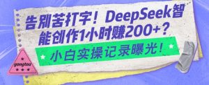 告别苦打字！DeepSeek智能创作1小时入2张？小白实操记录曝光-如意资源库