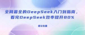 全网最全的DeepSeek入门到指南,看完DeepSeek效率提升80%(建议收藏)-如意资源库