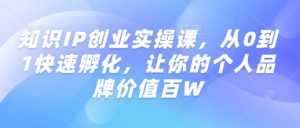知识IP创业实操课,从0到1快速孵化,让你的个人品牌价值百W-如意资源库