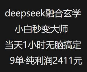抖音小红书deepseek融合玄学,纯小白秒变大师,当天1小时无脑搞定9单,纯利润上千-如意资源库