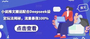 小说推文搬运配合Deepseek设定玩法揭秘,流量暴涨100%-如意资源库